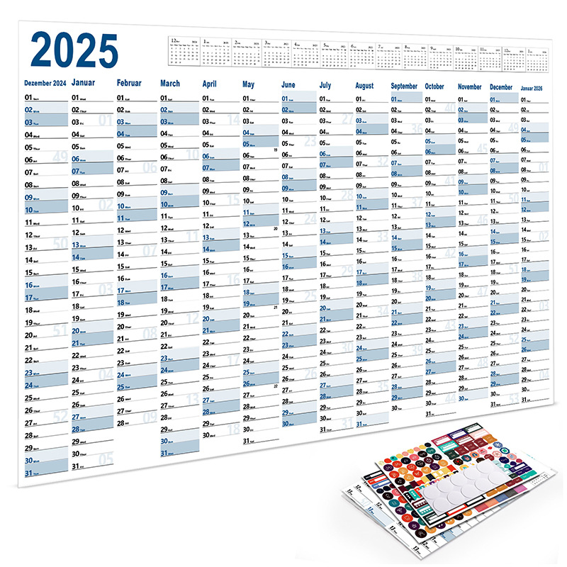 2025 2024 Kalender Planner Vel Grote Muur Kalender Kawaii Takenlijst Planner Doellijst Schema Organisator Kantoorbenodigdheden: WHITE