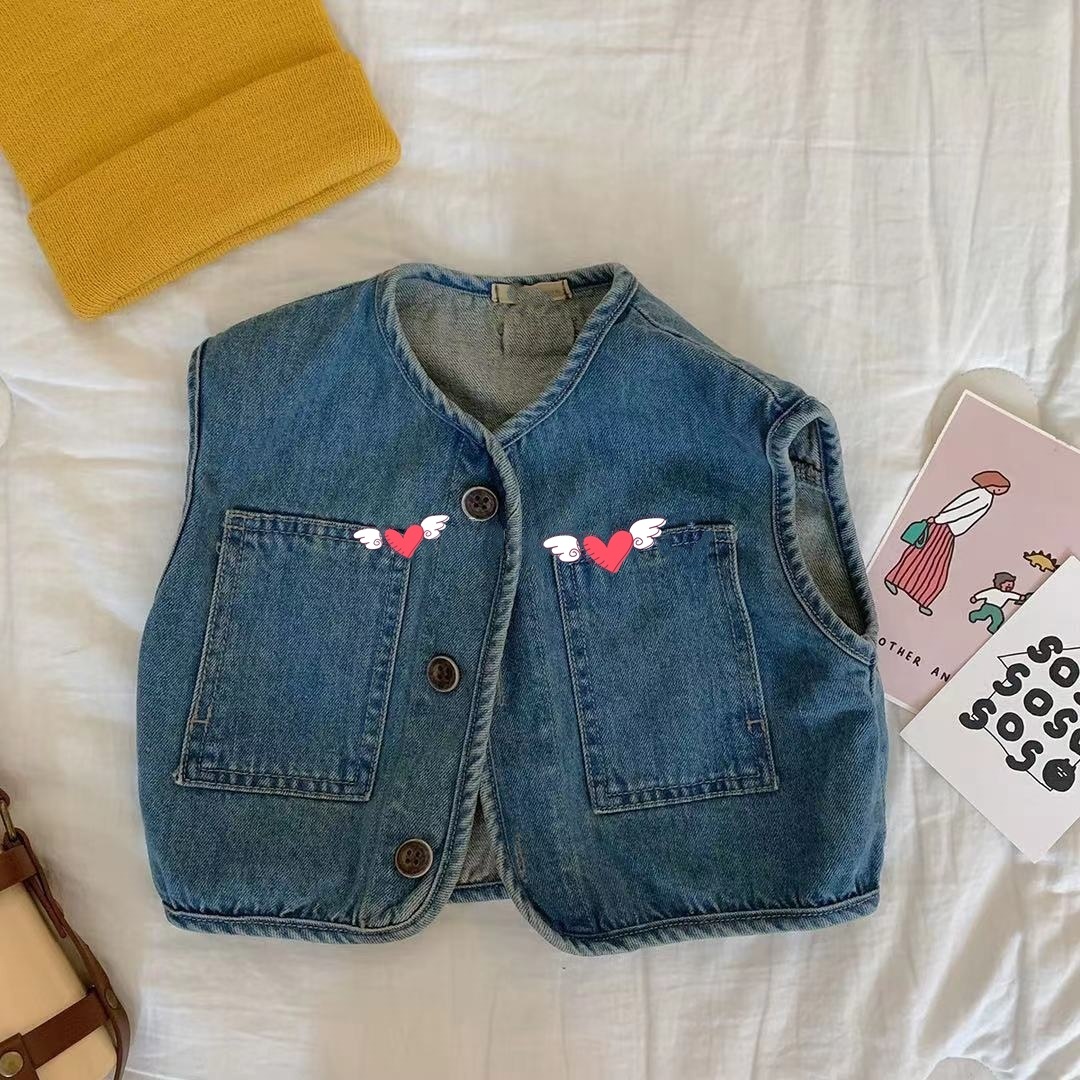 2022 Frühling Baby ärmellos Weste Mantel Junge Mädchen alle Spiel lässig Denim Weste Strickjacke Jacke Kleinkind Kinder Plaid Weste