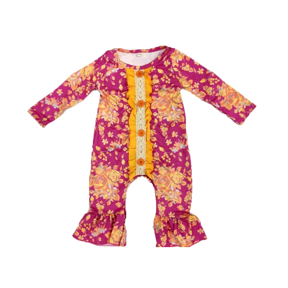 Baby Meisjes Fall Lange Mouwen Romper Kids Baby Bloemen Snaps Leggings Rompertjes Een Stuk