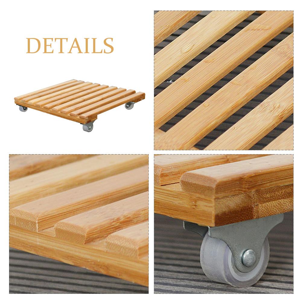 Bandeja cuadrada de madera, rodillo de Base para maceta, bandeja móvil con bandeja con ruedas, soporte Torus, Caddie de la planta, soporte con rodillo # SW