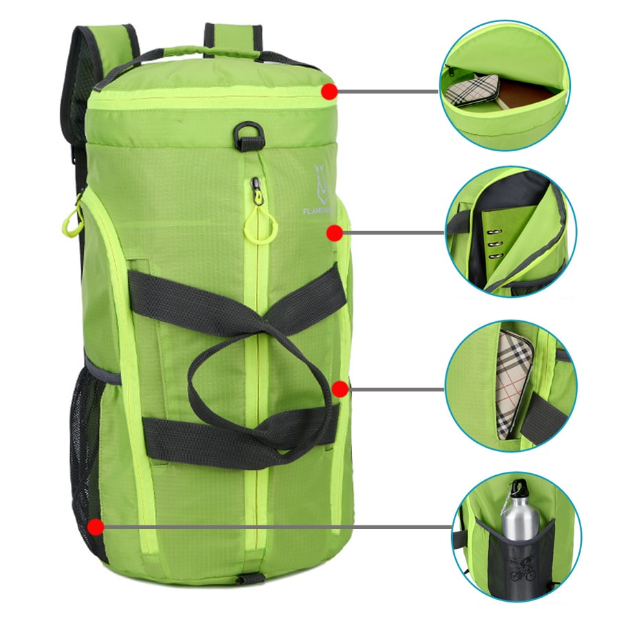 Foldable Sport Bag Polyester Gym Bag For Men Women Pink With Compartments Waterproof Backpack Outdoor Fitness Traveling 20L