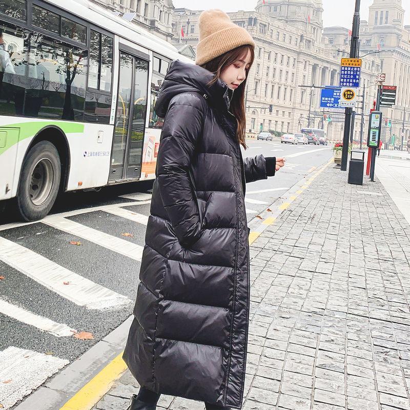 Female Warm Parka Coat Winter Autumn Jacket Long Women Glossy Down Hooded Plus Size Lady Overcoat Outwear Quilted Black