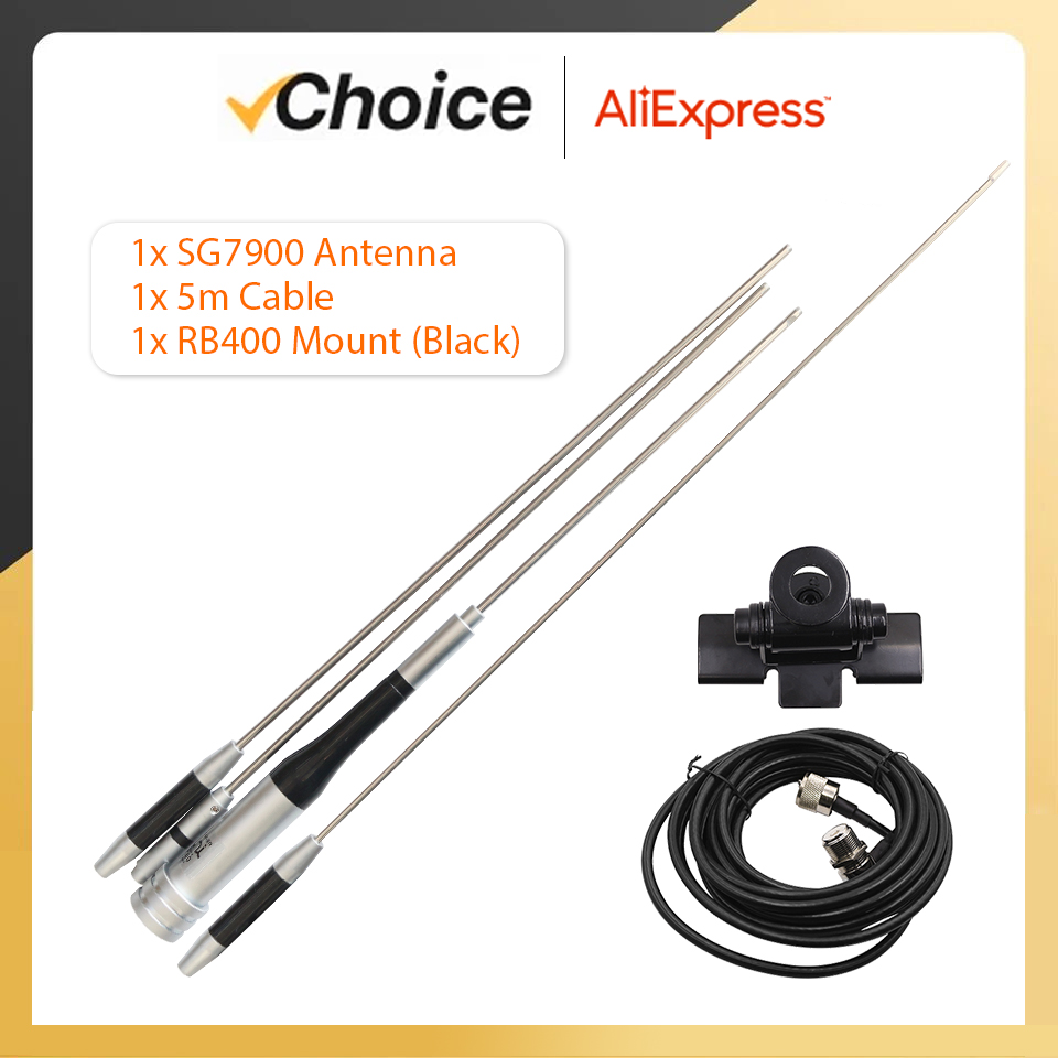 Mobile Radio Antenna For SG7900 RT95 BJ-218 Dual Band VHF/UHF 144/430MHz QYT KT-7900D Car Radio Base Station 5M Cable RB400 Clip: Blue