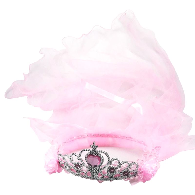 Prinzessin Doppel Schichten Tüll Schleier Haarband Krone Tiara Strass Stirnband Spitze hoch Band Rüschen Kranz Regenbogen Art Party