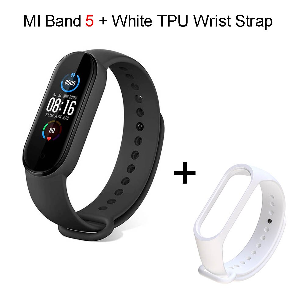 Xiaomi Mi Band 5 Fitness Bracelet Smart Watch Pedometers for Walking Heart Rate Monitor Pedometer Waterproof Calorie Monitoring: Global Add White