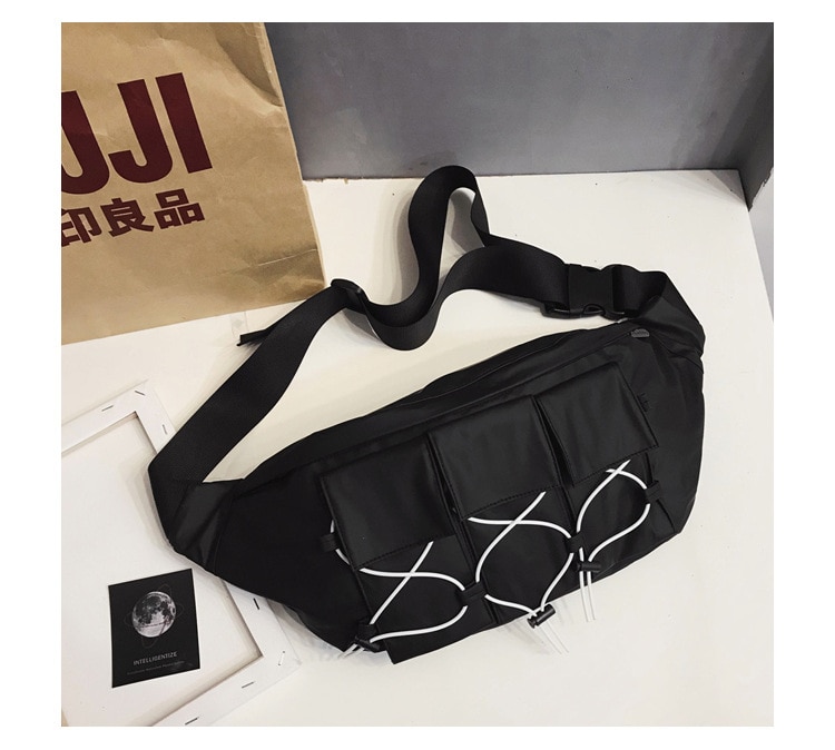 Pochete, bolsa de cintura grande, streetwear, de lona, pacote de peito, moda, hip hop, bolsa transversal de peito, para mensageiro homens