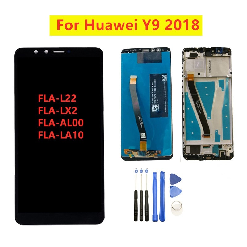 Pour Huawei Y9 FLA L22 LX2 LX1 LX3 LCD écran tactile numériseur assemblée avec cadre pour Huawei Y9 LCD remplacement