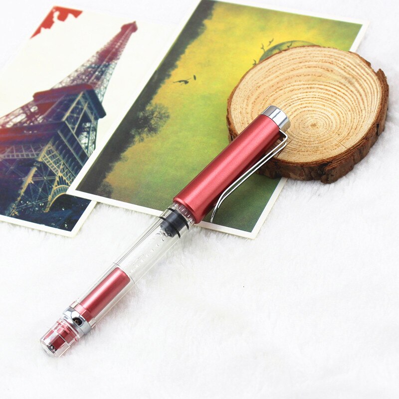 luxury school Office Fountain Pen Writing Transparent Piston Fountain Pen Demonstrator Fountain Pen: Light Grey / F