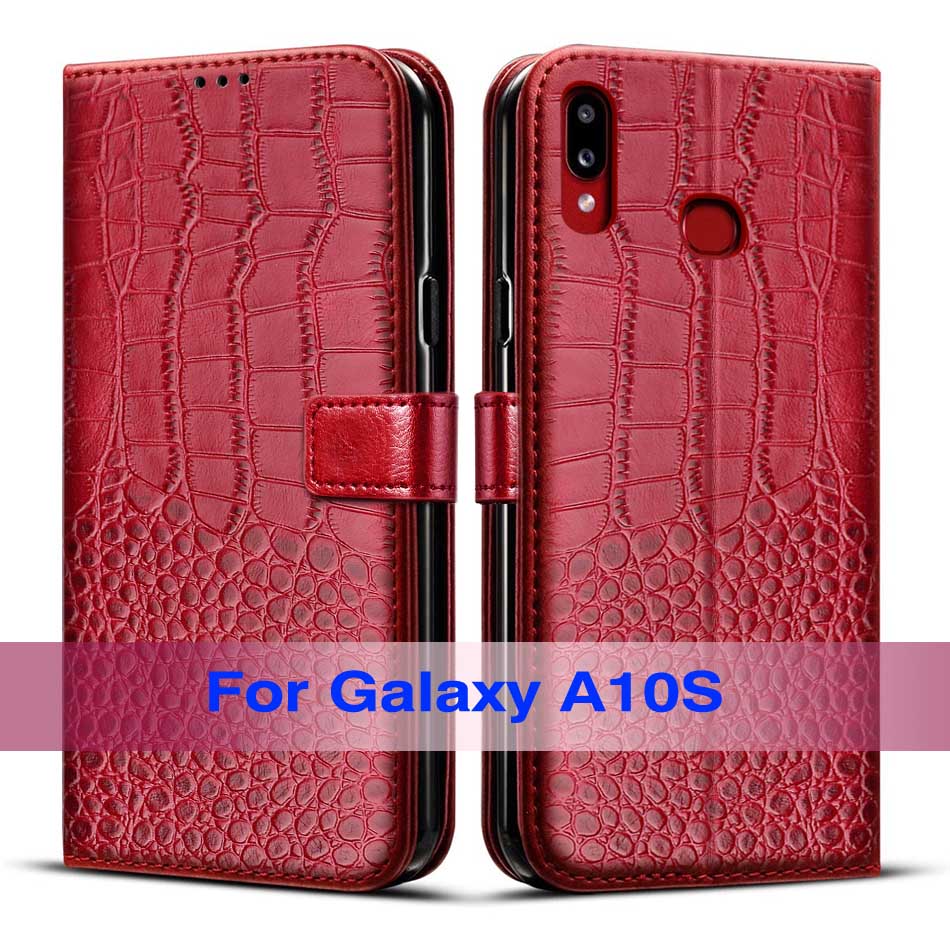 Caso de couro da aleta para samsung a10s caso telefone magnético para samsung galaxy a10s galaxya10s a 10s a107f cvoer coque: Red