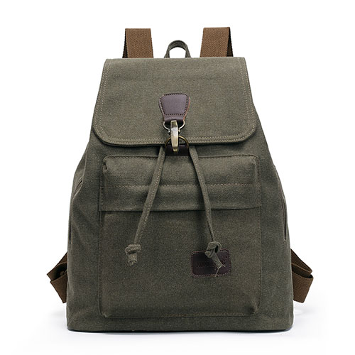 Chuwanglin Planken Vrouwen Canvas Rugzak Vintage School Rugzakken Vrouwelijke Laptop Rugzak Reistassen C1031: Army Green