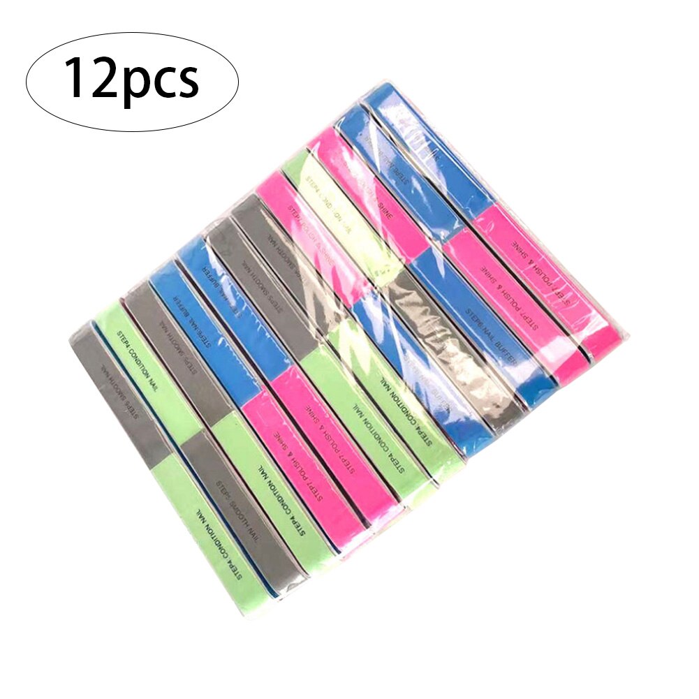 12PCS Nail Files Profession Nail Buffer 7 Sided Emery Boards Sanding Buffer Block Manicure Tools for women