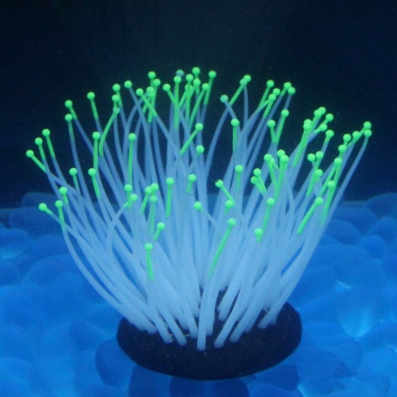 Fish Tank Glowing Decor Effect Artificial Silicone Plant Sea Anemone for Fish Tank Decoration Aquarium Ornament