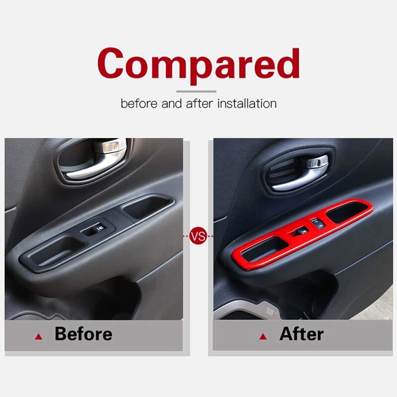 til jeep overløper vindusløfter bryterpanel innredning tilbehør, abs rød 4 stk