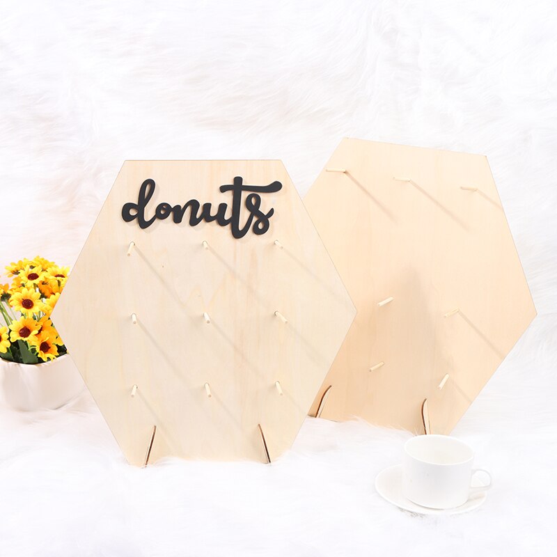 Soporte de pared de Donuts para decoración de de cumpleaños y boda, estante de exhibición de pastel de postre de madera, suministros para de Navidad, 1 unidad,