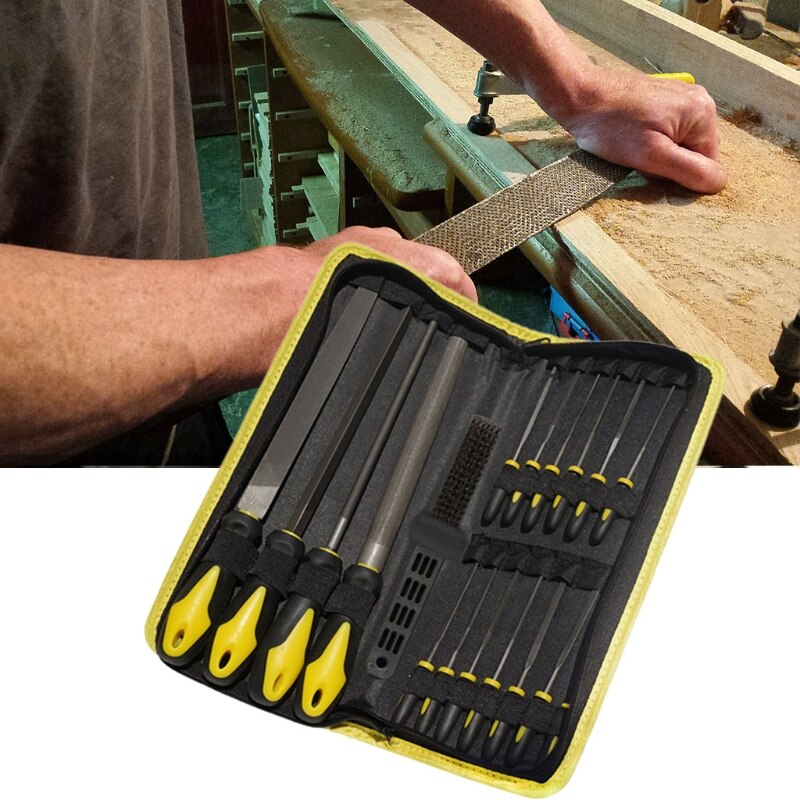 18pcs Needle File Set Flat Semicircular Triangle Round File for Metal Glass Tool