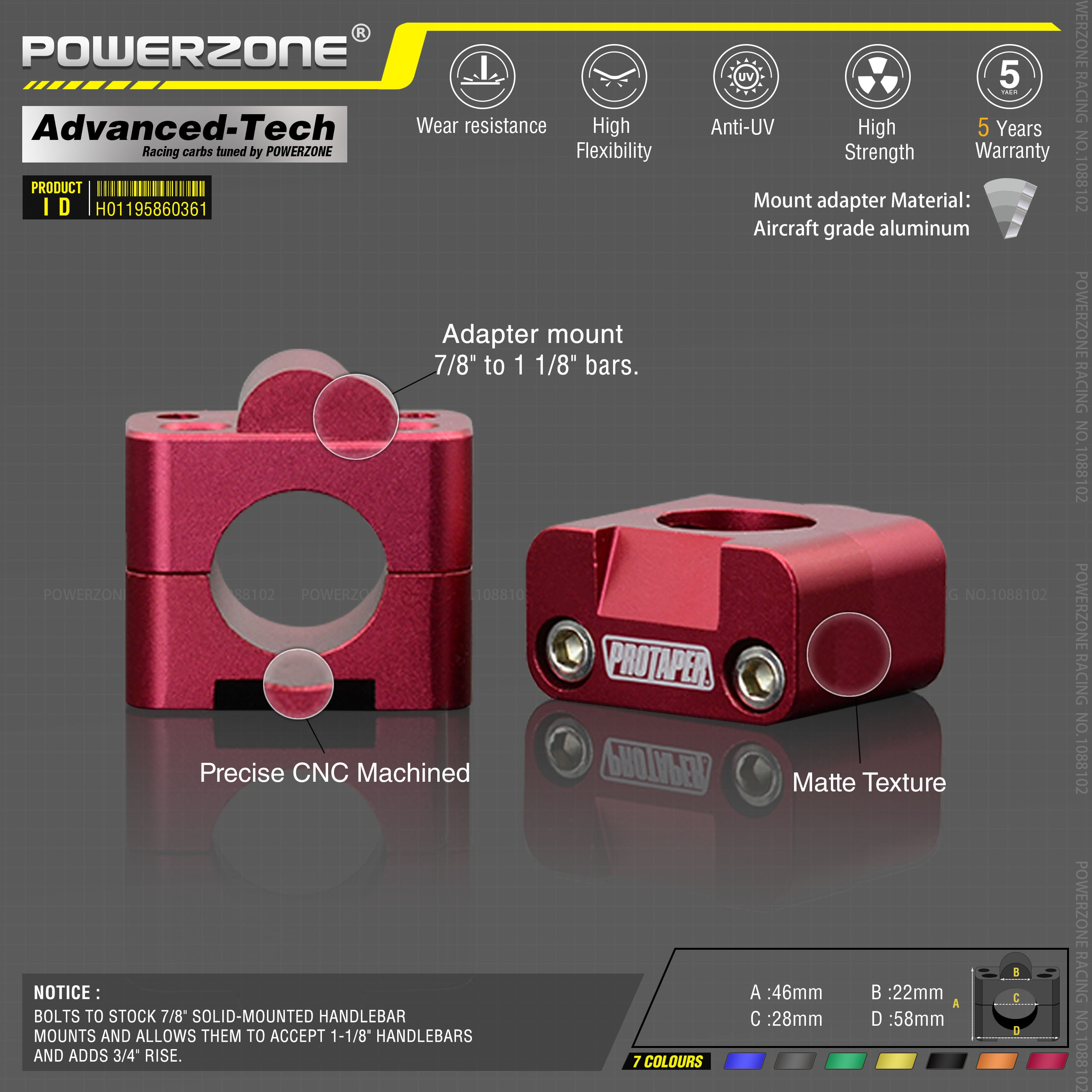 Aluminum Alloy Clamps for Motorcycle 22mm 7/8" Handlebar Riser Mount Irbis Bars kayo Motocross Enduro MX TTR T 250 Parts