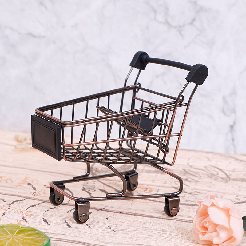 Mini Shopping Cart Trolley Home Office Sundries Storage Ornaments Model Children's Toy ~