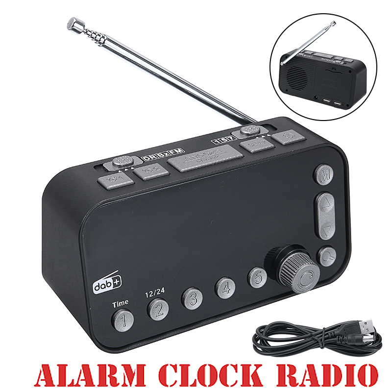 DAB FM Radio Alarm Clock LED Screen Digital Clock Timer Dual Alarm Settings With USB Ports For Student Elderly Bedside