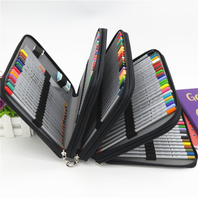 Pu leren school etui met 184 gaten, grote capaciteit, kleurpotloodtas, multifunctionele etui voor kunstbenodigdheden