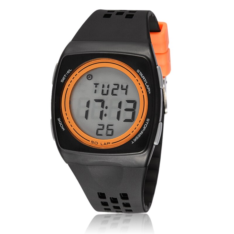 Synoke Men's Watch Waterproof Electronic Personal Top Brand Watch Ultra-thin Machine Core Multifunctional: Orange