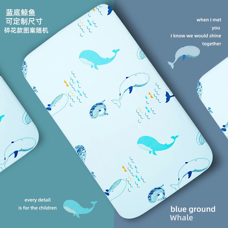 INS Nordic Baby Cot Fitted Bed Sheet Knit Cotton Waterproof Matress Cover Newborn Baby Child Cute Printing Bedroom Beddings