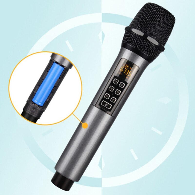 Wireless Microphone, Rechargeable Cordless Microphone Karaoke Wireless Mic Dynamic UHF Handheld with Receiver