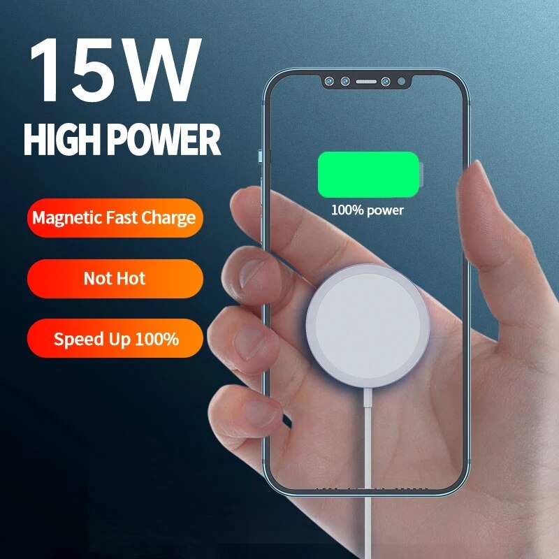 15W Magnetische Draadloze Oplader Voor Apple Iphone 12 Draagbare Magsafe Snelle Draadloze Opladen Pad Voor Samsung Huawei Magsafe Kabel