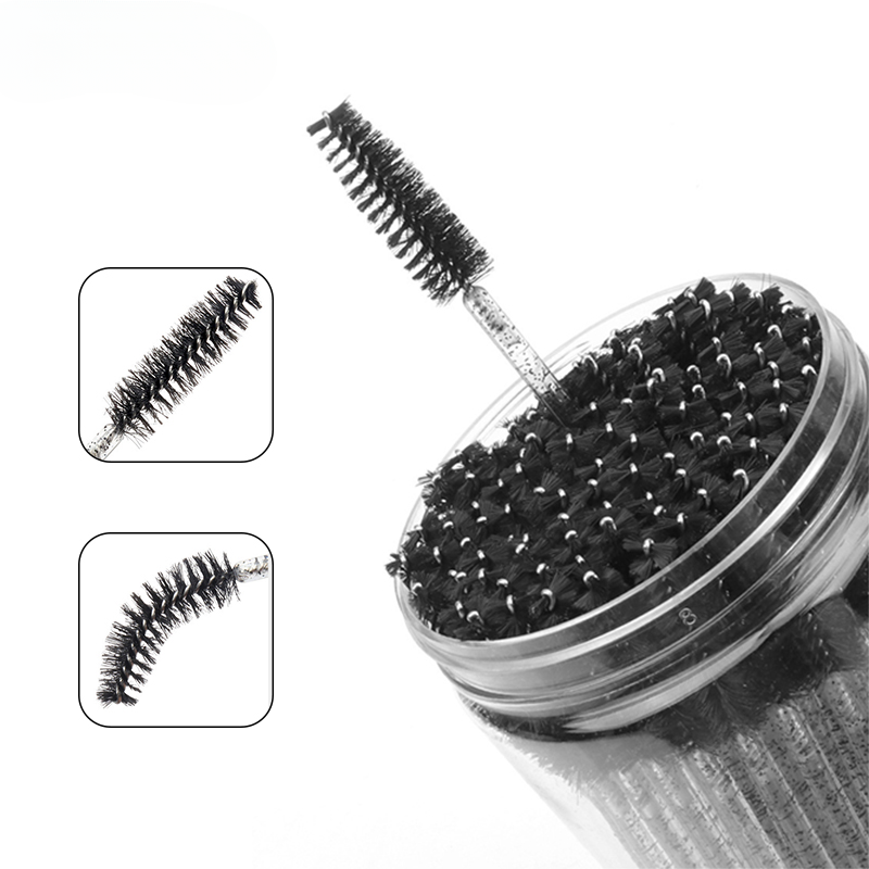 50Pcs/Bottle Disposable Eyelash Extension Mascara Wand Glitter Micro Lash Brushes Spoolie WithContainer Case