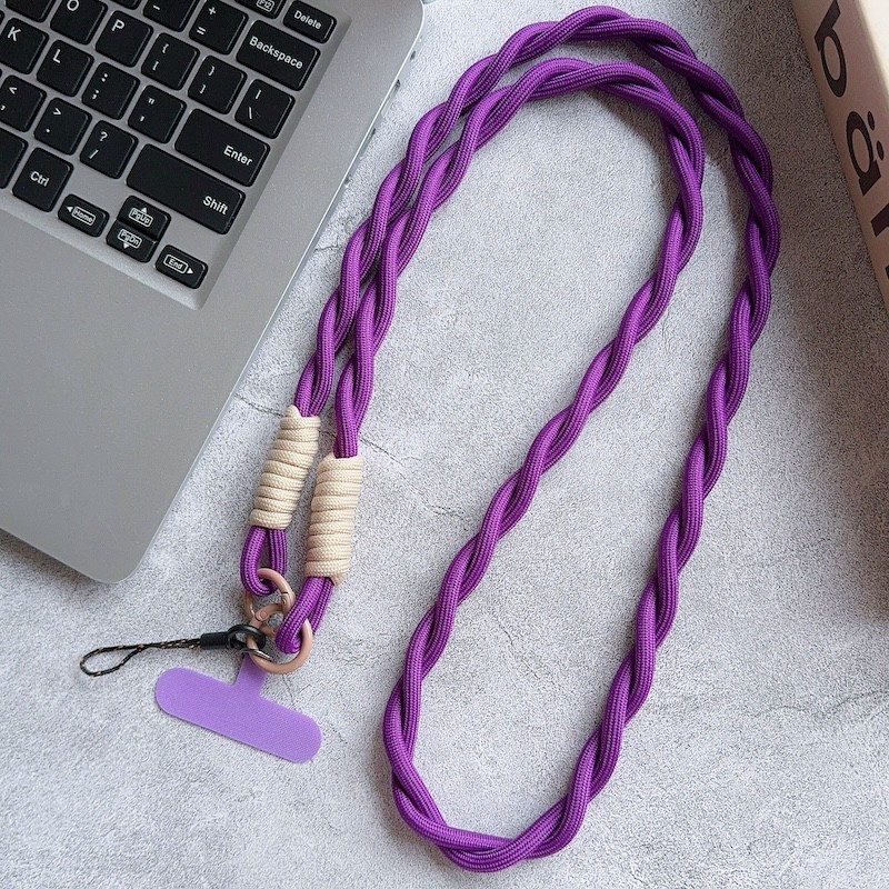 Retro Mobile Phone Universal Braid Strap Crossbody Long Rope Lanyard Strong Durable Safety Mobile Phone Lanyards: black