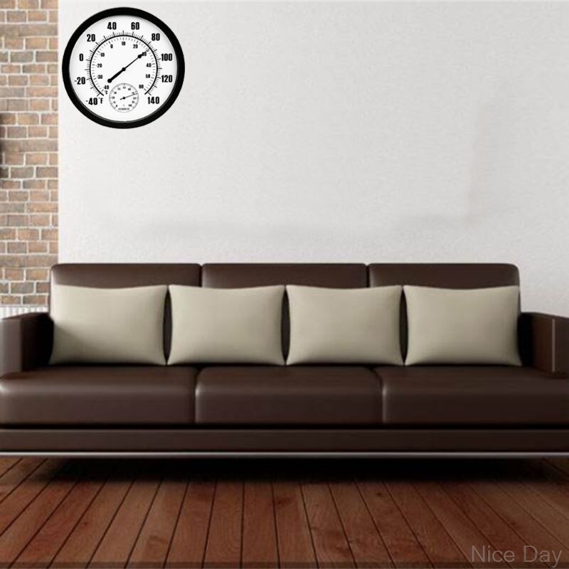 Thermometer Indoor Outdoor 10" Patio Large Wall Thermometer and Hygrometer Mechanical Watch Core No Battery Needed M22 20