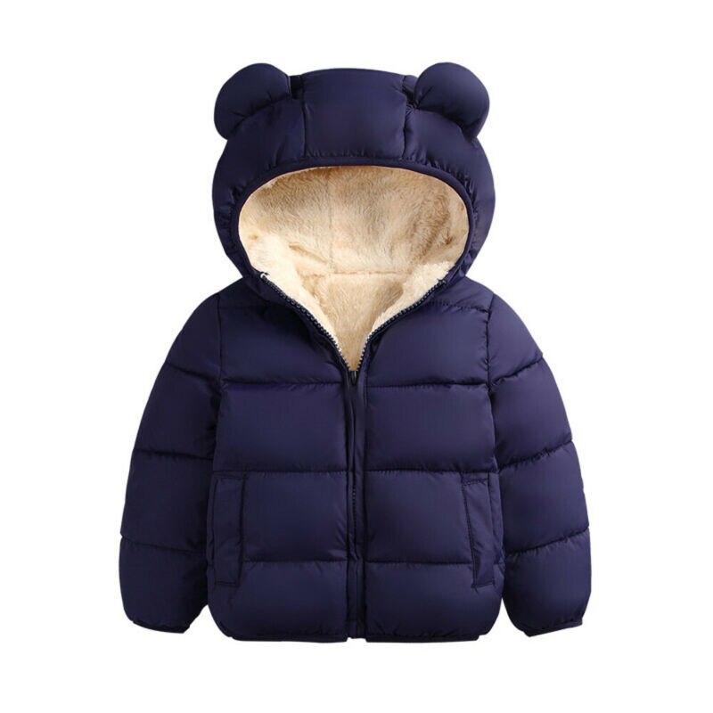 Abrigo de invierno Citgeett cálido para niños y niñas con orejas 3D con capucha de algodón acolchado forrado sólido grueso