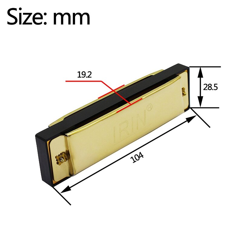 IRIN Gold 10 Holes 20 Tone Blues Harmonica Key of C Mouth Organ Musical Instrument with Black Storage Box