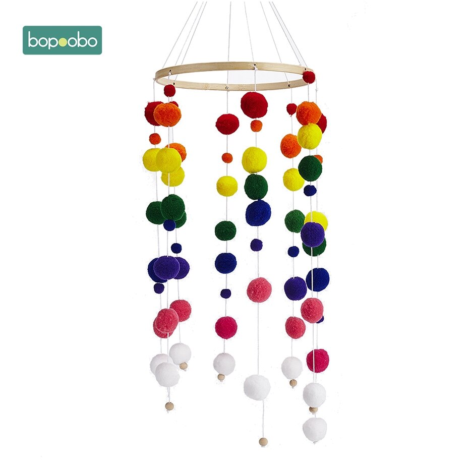 Bopoobo Baby Mobiele Opknoping Rammelaars Speelgoed Wind-Up Music Box Hanger Diy Opknoping Babybedje Mobiele Bed Bel Speelgoed houder Arm Beugel: Rainbow