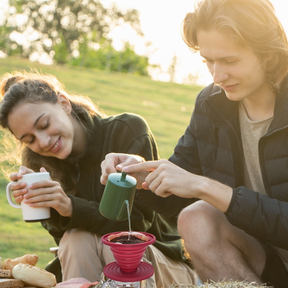 Collapsible Reusable Silicone Coffee Dripper Filter Cone Drip Cup Foldable Easy Manual Pour Over Coffee Brew Maker Coffeeware