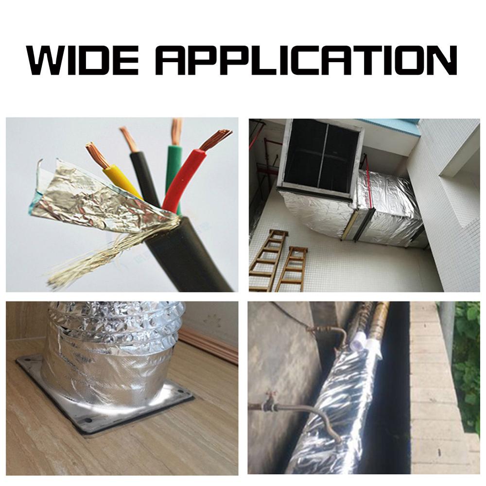 20m x 5cm Fiberglas Wärme Reflektierende Band Silber Hohe Temperatur Wärme und Klang Schild wickeln Band Thermische Isolierung Band Auspuff
