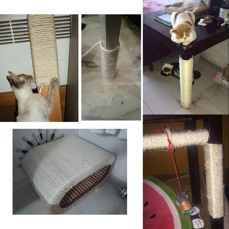 pawstrip 1/3/5M Sisal Rope For Cats Scratching Post Cat Climbing Frame DIY Cat Toys Making Desk Legs Binding Rope Sharpen Claw