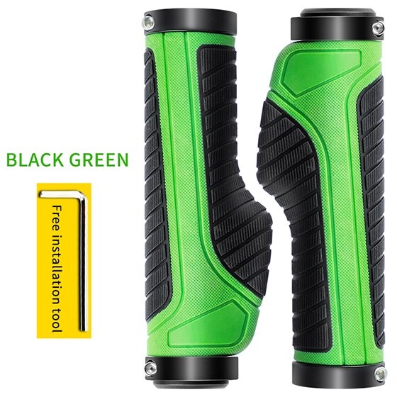 WEST RADFAHREN MTB Fahrrad Lenker Gummi Griffe Ergonomische Bike Zubehör Ring Abschließbare Nicht-rutsch Schock Absorption Fahrrad Griffe: Black Green