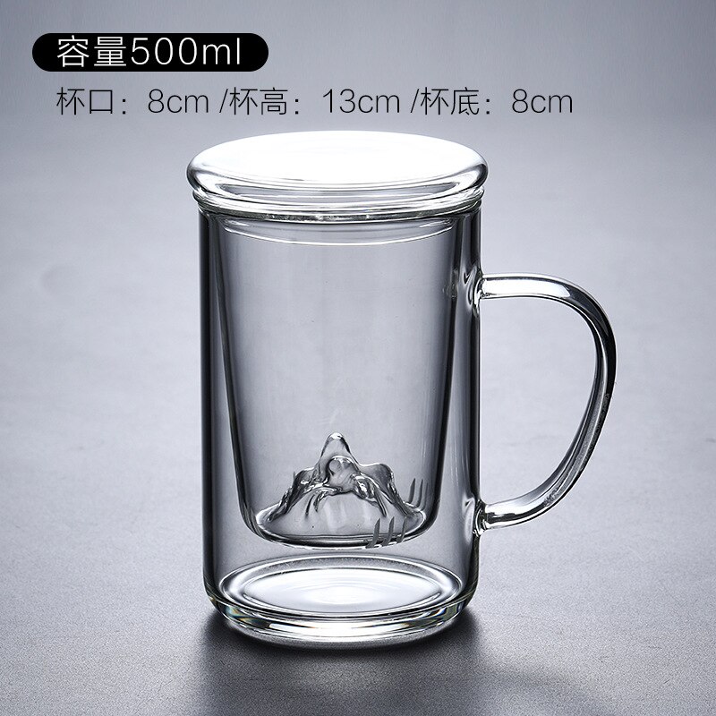 Glass Chinese Style Tea Mug With Lid Filter Coffee Cups Tea Set Mugs Beer Drink Office Mug Transparent Drinkware Glass Cups: B