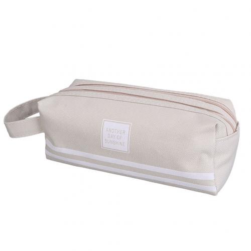 Kawaii Pencil Case Canvas Zipper Large Capacity Cute Pencil Box Portable Storage Bag school supplies Japanese stationery: Grey
