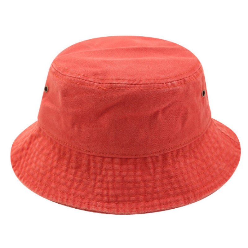Vasket denim spand hat hip hop solid bred kant bomuld fisker solhat blank sommer mænd hat udendørs strand fiskeri cap panama: Orange