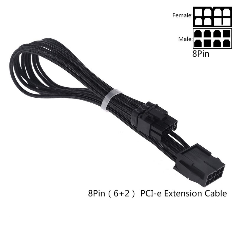 Mouw Extension Voeding Kabel 24-Pin Een Tx/Eps/8-Pin Pci-E Gpu/8pin cpu/6-Pin Pcie/4Pin Cpu Kabel Met Kammen 18 Awg: Black 8PIN