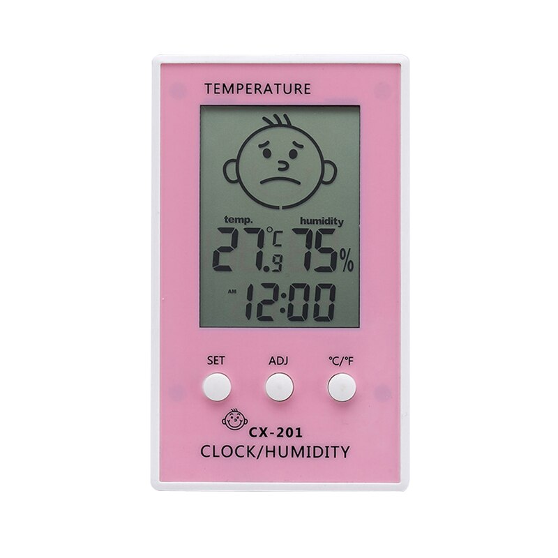 1Pcs Digital Thermometer Kids Smile Thermometer Hygrometer Meter for Detect Indoor Temperature and Humidity: pink