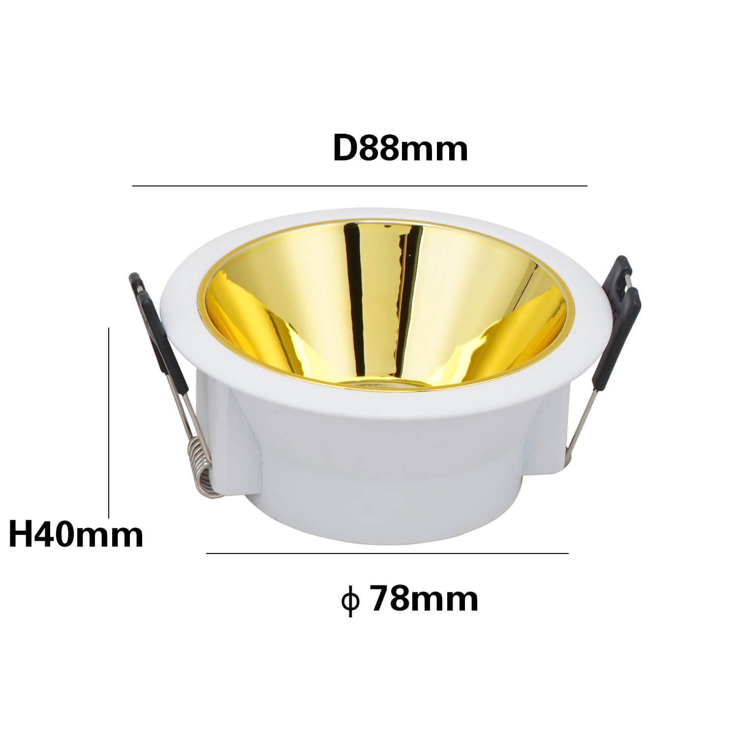 NO Adjustable Fixtures Downlight Holder Open Hole Cut Out 80mm Recessed Light LED Ceiling GU10 MR16 Lamp Holder: Tyrant Gold