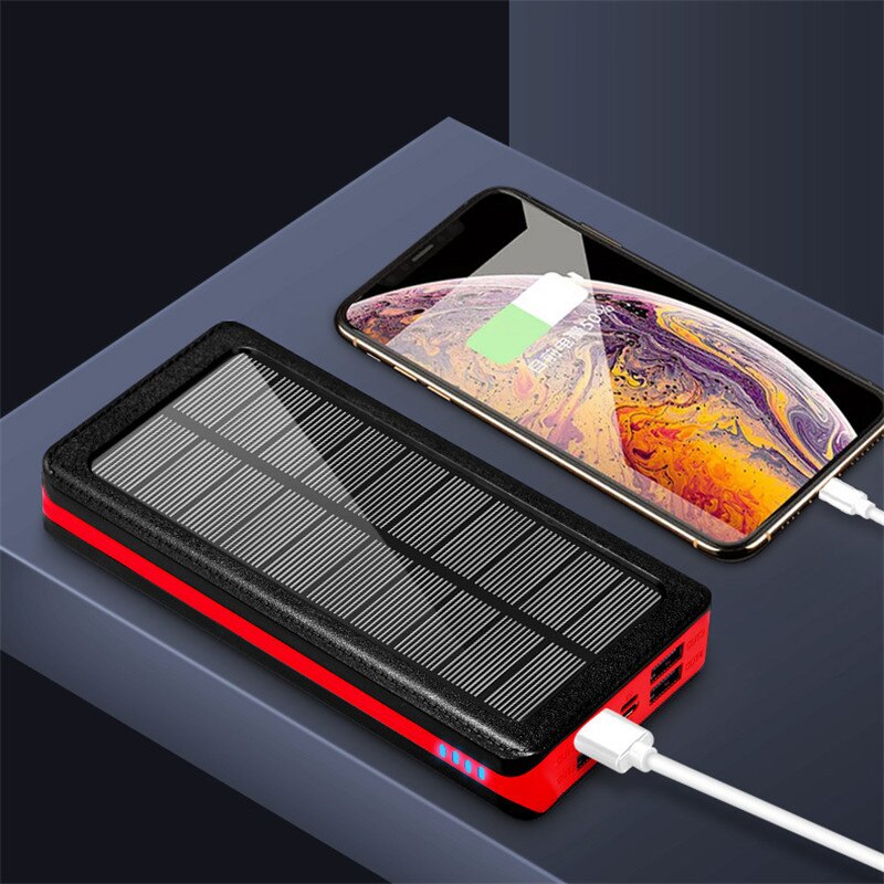 80000Mah Solar Draadloze Power Bank Snelle Oplader Grote Capaciteit 4 Usb Led Mobiele Telefoon Oplader Externe Batterij Voor Xiaomi iphone