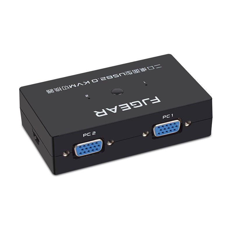 2 Port USB KVM Schalter Switch Box VGA Computer Share Usb Mouse Keyboard Monitor Converter With Connector Cables FJ-201UK