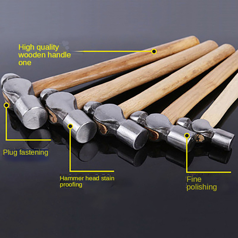 Martillo redondo de acero con alto contenido de carbono, herramienta de carpintería doméstica con mango de madera, 0,5 p, 1p, 1,5 p, 2p, 2,5 p, 3p