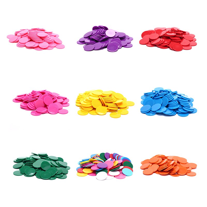 9 colores 25mm 100 unids/lote fichas plásticas de póker Token diversión familia Club juegos de mesa juguete Casino Bingo marcadores