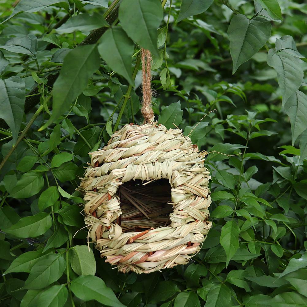 Bird Nest Pigeon Cage Natural Grass Egg Cage Bird House Pet Parrot Hanging Bedroom Decorative Aviary Weaved Outdoor Nest Ho V3I1
