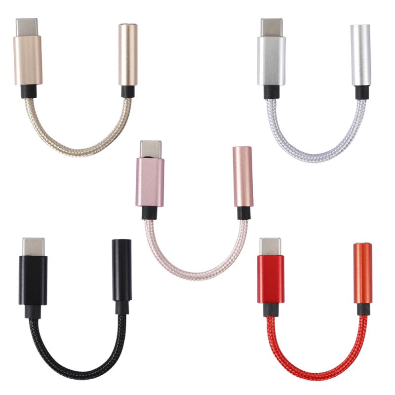 Nylon USB C di Tipo C A 3.5mm del Trasduttore Auricolare Cuffie Cavo del Convertitore Jack Adattatore Audio Digitale Per Ipad Pro Samsung huawei Xiaomi