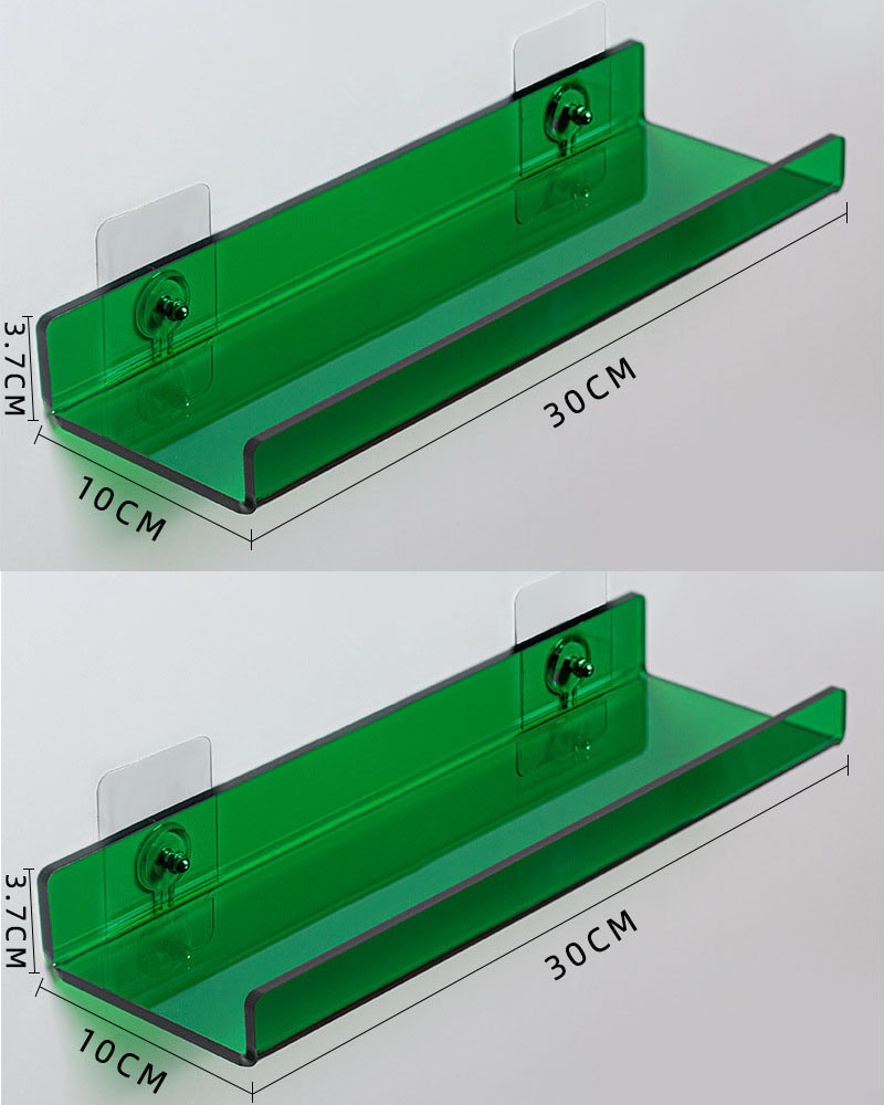 Estante de almacenamiento de acrílico montado en la pared para baño, organizador de cocina, estantes de exhibición, estante de pared decorativo sin perforaciones: Gris oscuro